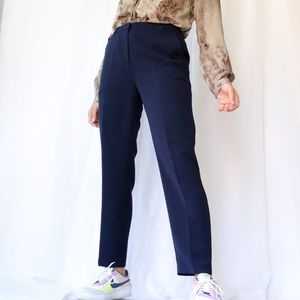 Navy blue chic high waisted suit pants